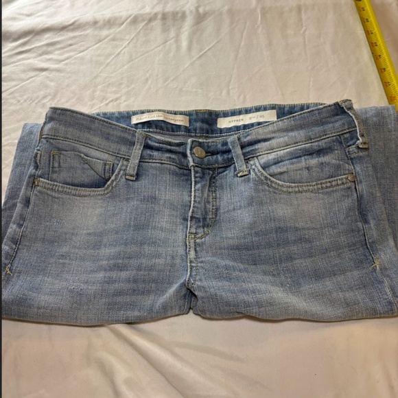 Pilcro And The Letterpress Hyphen 25 Jeans Distress Ankle Appliqué Yellow Print - Picture 8 of 16